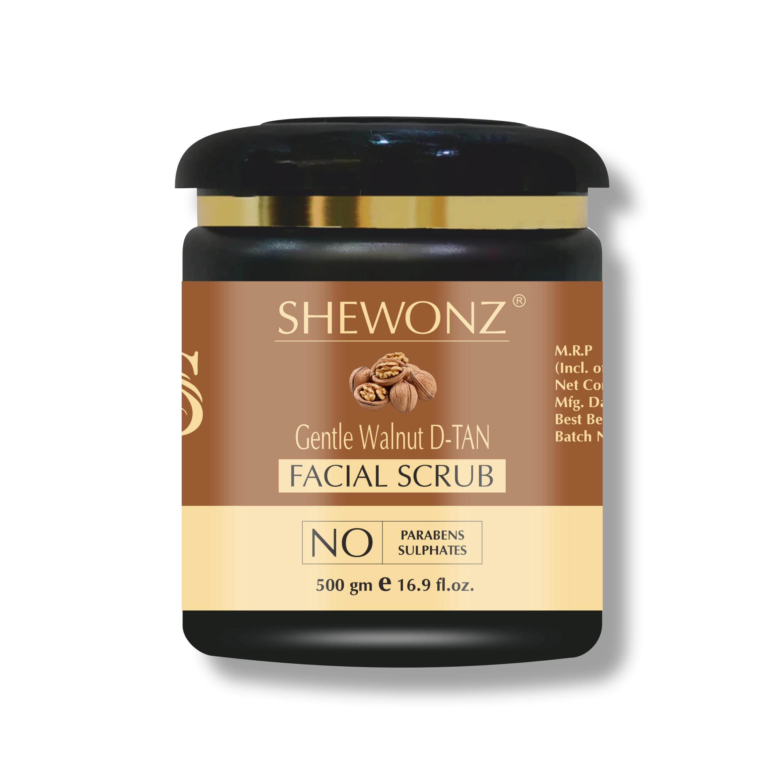Shewonz Gentle Walnut D-TAN Facial Scrub 500 gm