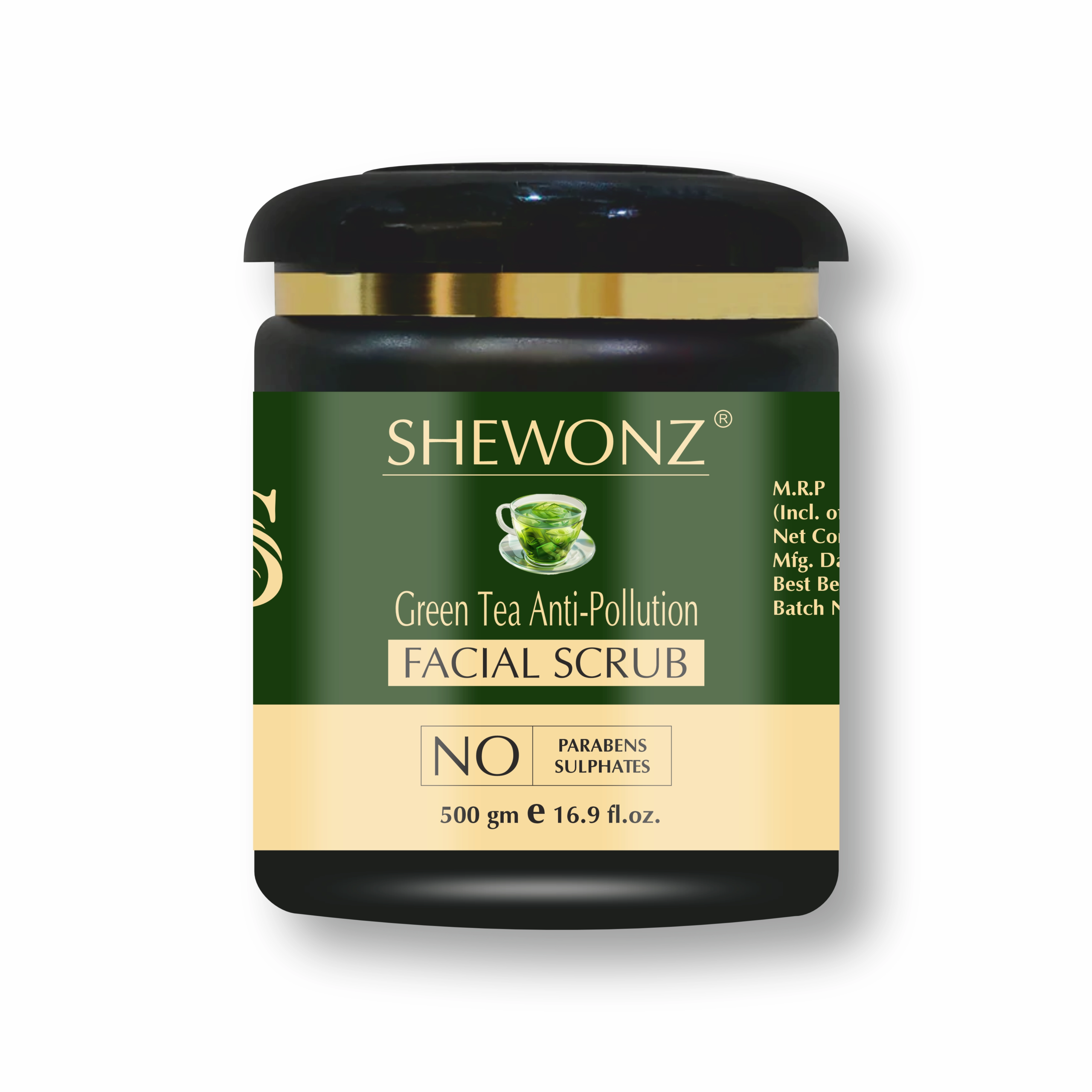 Shewonz Green Tea Anti-Pollution Facial Scrub 500 gm