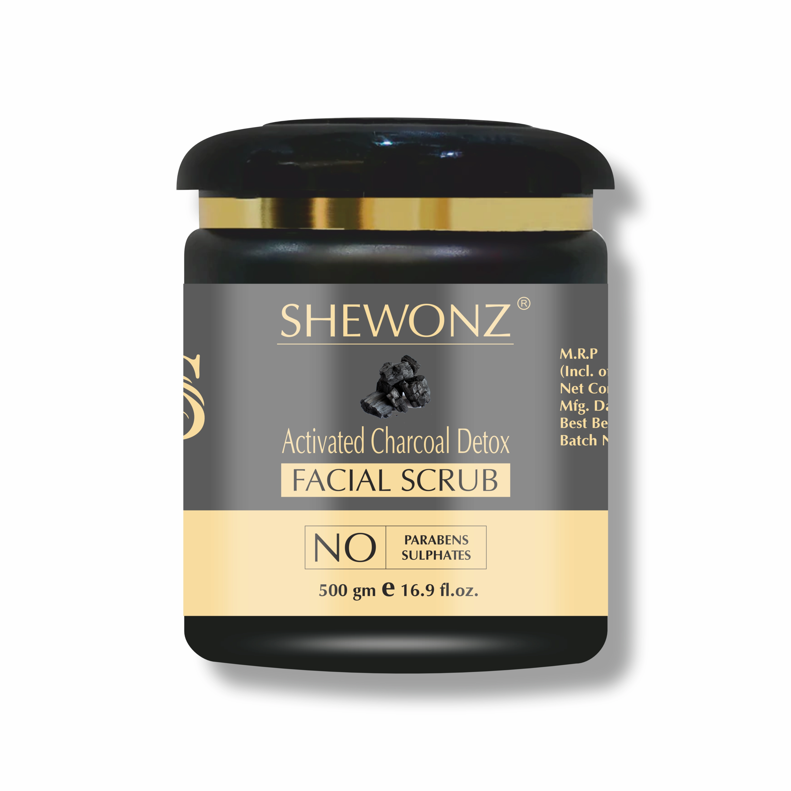 Shewonz Activated Charcoal Detox Facial Scrub 500 gm