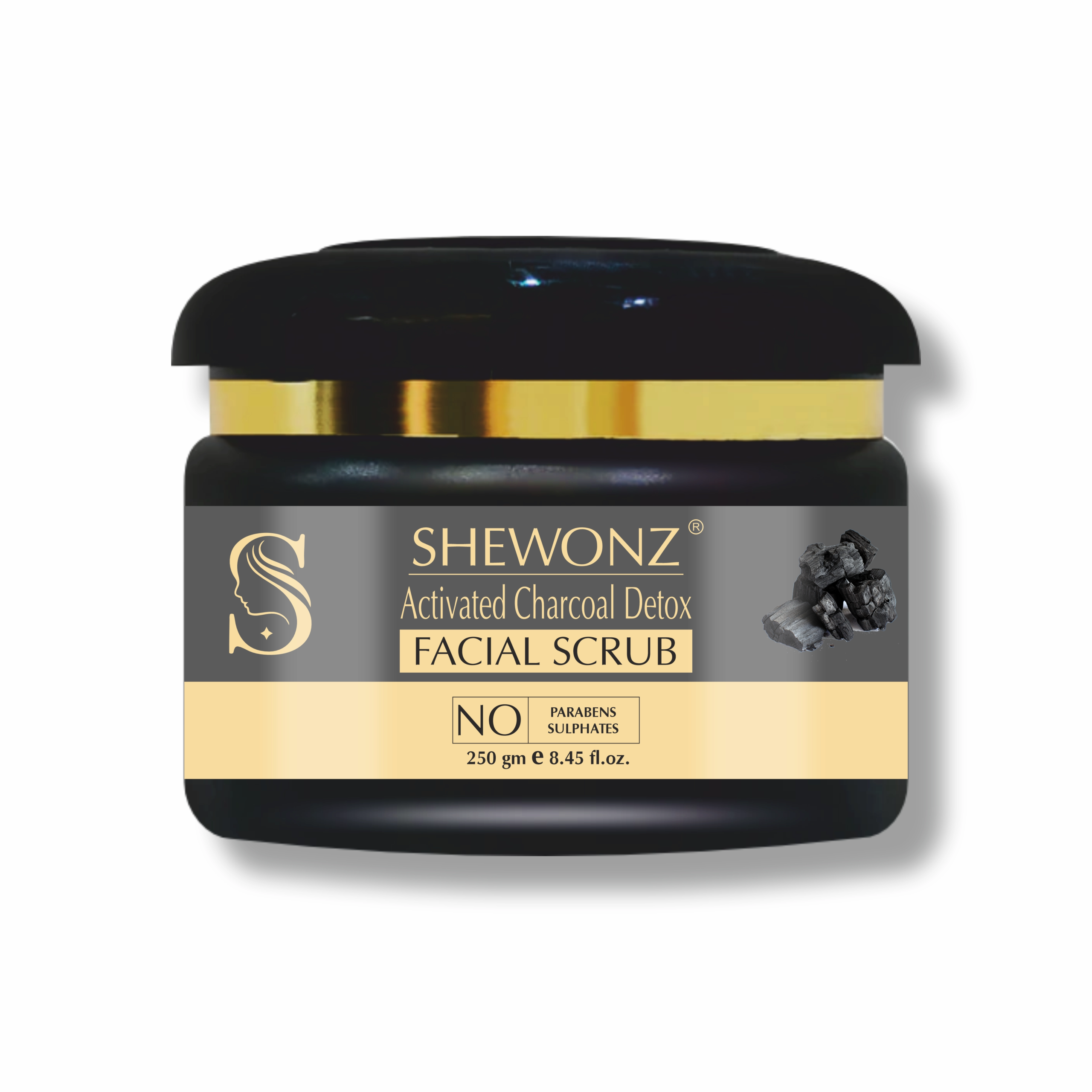 Shewonz Activated Charcoal Detox Facial Scrub 250 gm