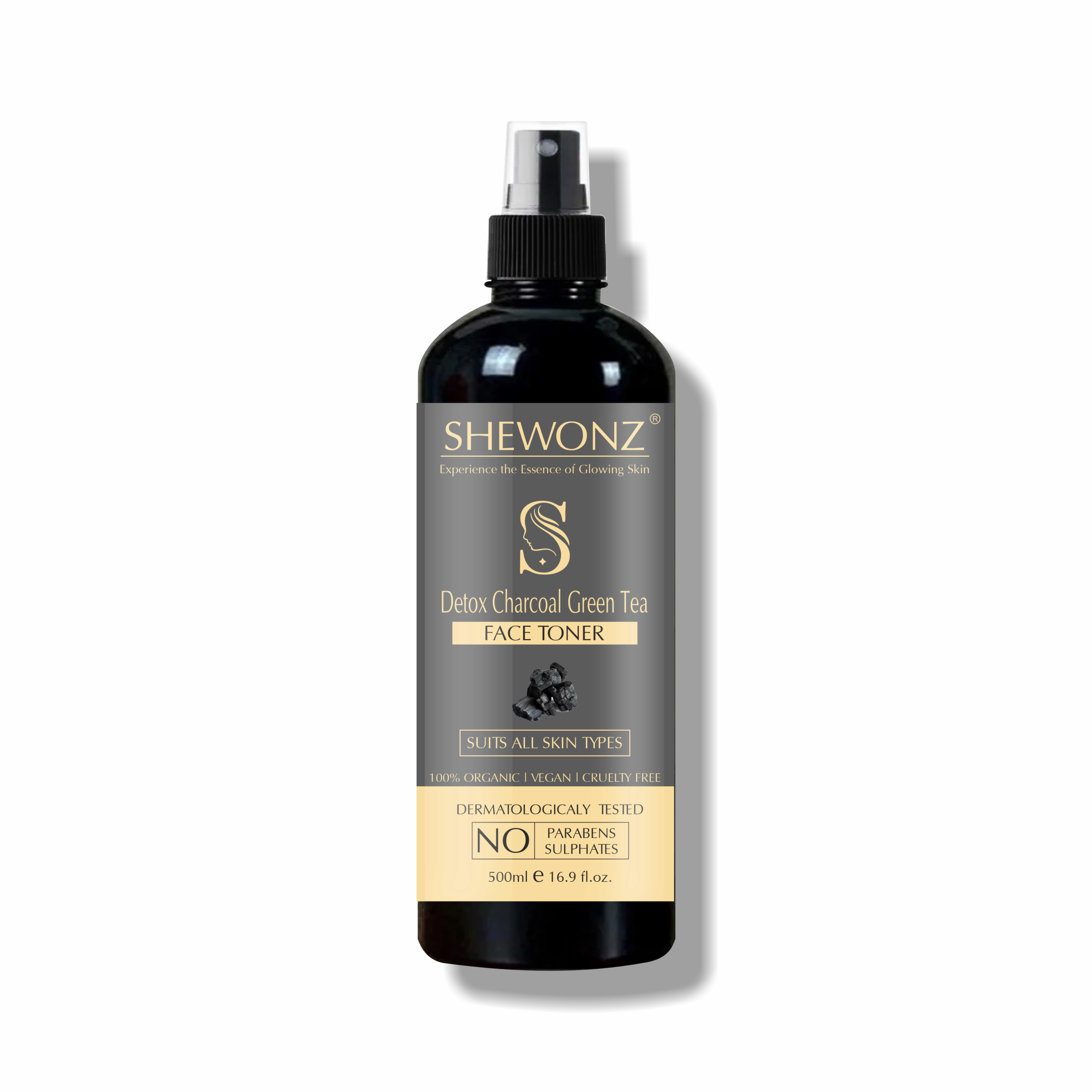 Shewonz Detox Charcoal Green Tea Face Toner 500 ml