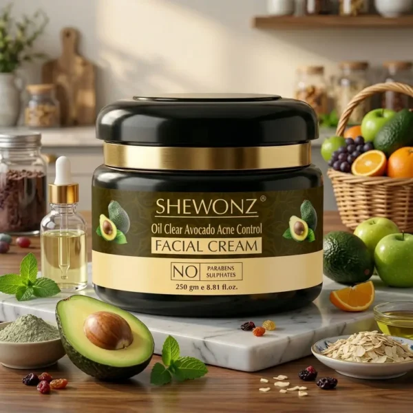 1-4.jpg Shewonz Oil Clear Avocado Acne Control Facial Cream 250 gm