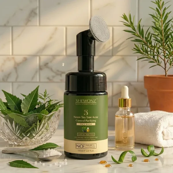 13-3.jpg Shewonz Neem Tea Tree Acne Control Purifying Face Wash 150 ml