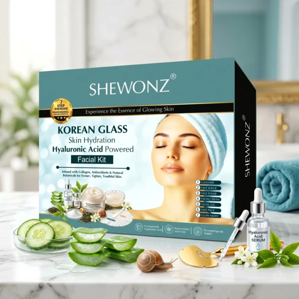 19-13 Shewonz Korean Glass Skin Hydration Hyaluronic Acid powered Facial Kit 350 gm