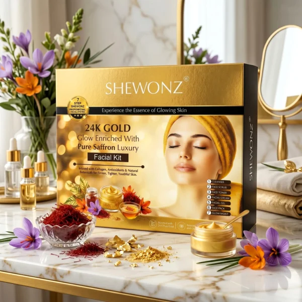 Shewonz 24K Gold Glow Enriched with Pure Saffron Luxury Facial Kit 350 gm