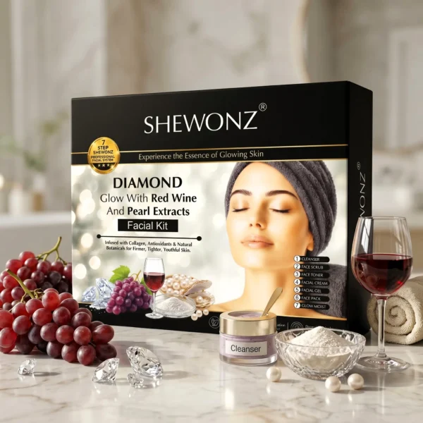 19-8 Shewonz Diamond Glow with Red Wine and Pearl Extracts Facial Kit 350 gm