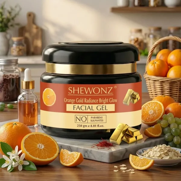2-4.jpg Shewonz Orange Gold Radiance Bright Glow Facial Gel 250 gm