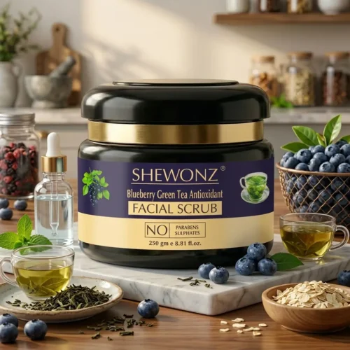 3-3.jpg Shewonz Blueberry Green Tea Antioxidant Facial Scrub 250 gm