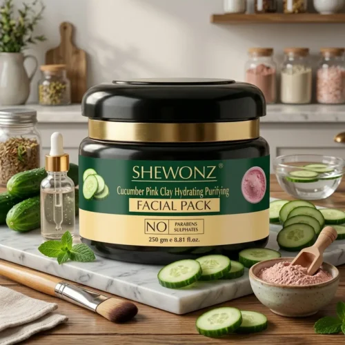 4-2.jpg Shewonz Cucumber Pink Clay Hydrating Purifying Facial Pack 250 gm