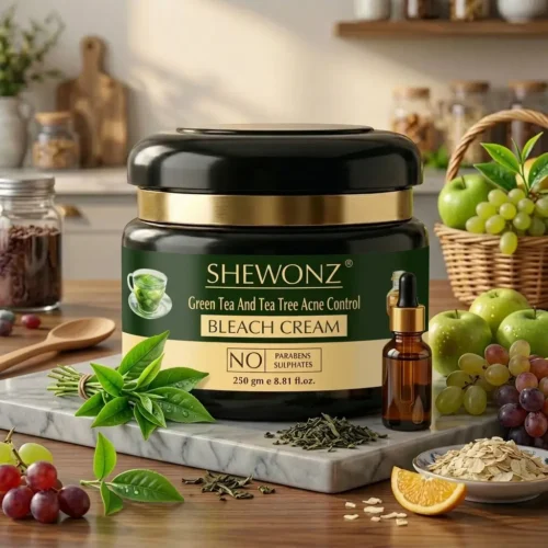 5-3.jpg Shewonz Green Tea And Tea Tree Acne Control Bleach Cream 250 gm