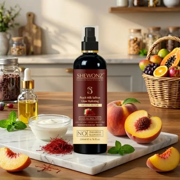 9-1.jpg Shewonz Peach Milk Saffron Glow Hydrating Moisturizer 200 ml